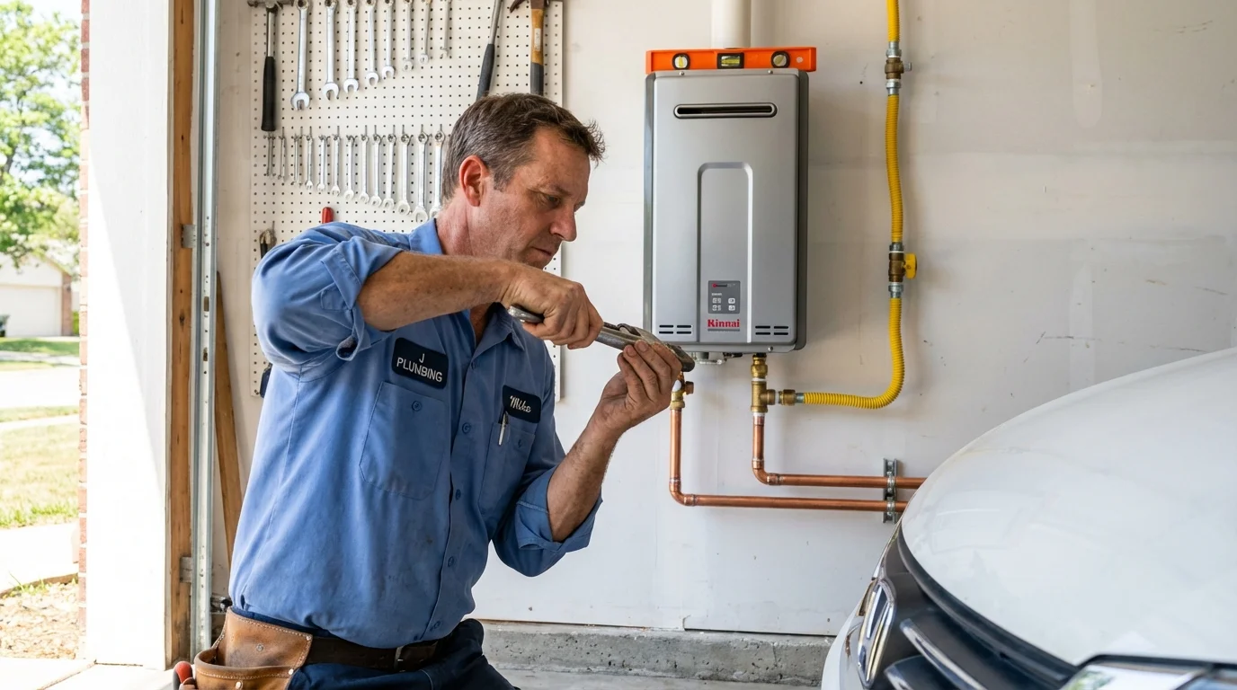 Tankless water heater installation by a Johns Plumbing LLC plumber in Tracy